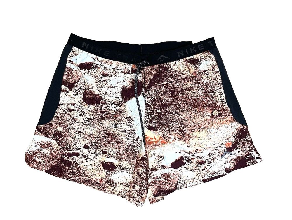 Nike Trail 6" Lined Running Shorts  All Over Print Brown Mens X LHV2162-133 NEW
